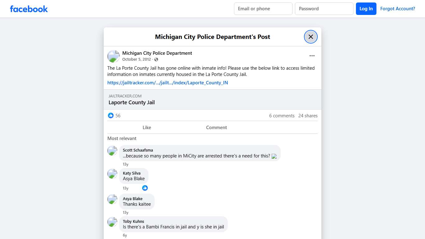 The La Porte County Jail... - Michigan City Police Department Facebook